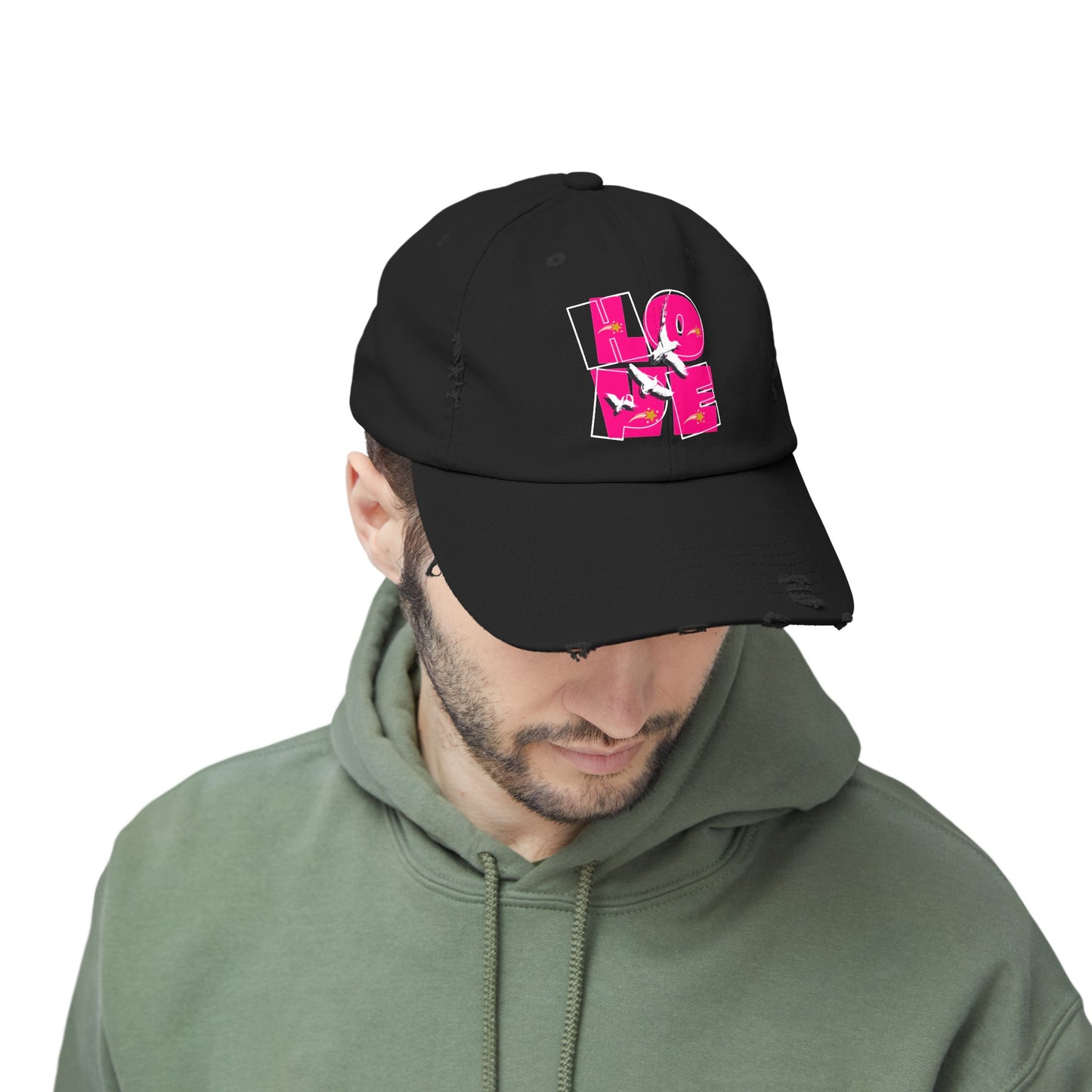 Unisex Distressed Cap, Love Hope Cap