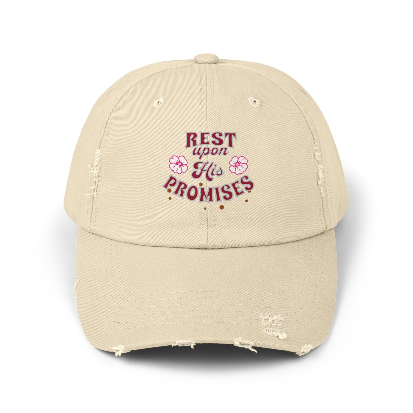 Unisex Distressed Cap, Rest Upon His Promises Cap