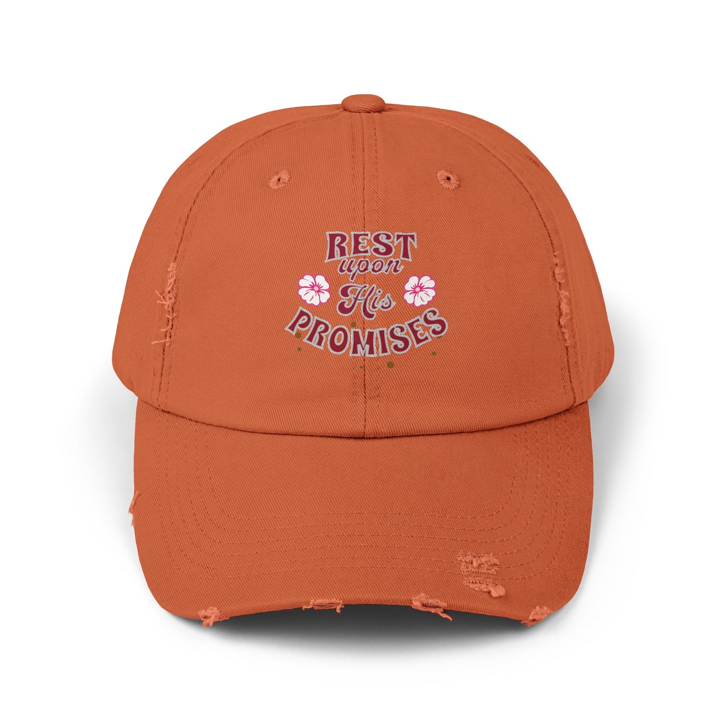 Unisex Distressed Cap, Rest Upon His Promises Cap