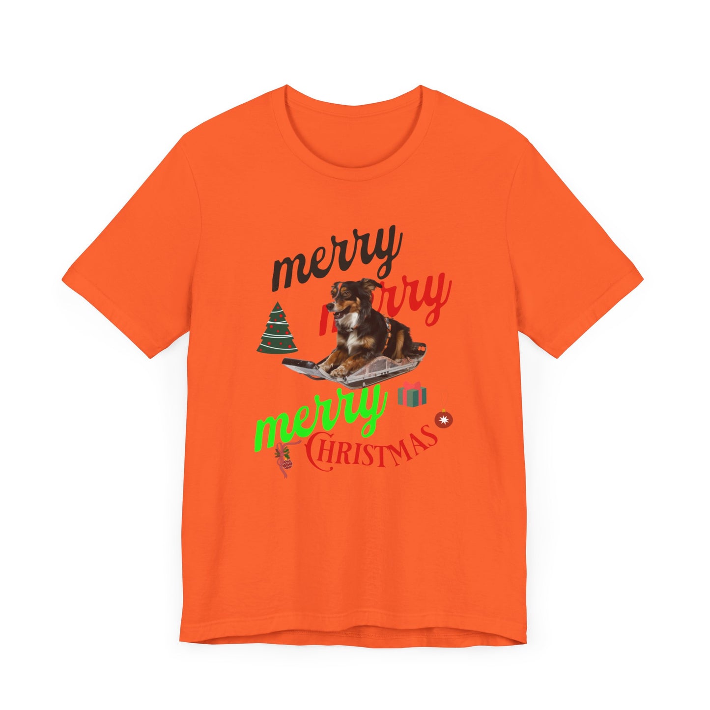 Unisex Jersey Short Sleeve T-Shirt, Merry Christmas Dog Sledge T-Shirt