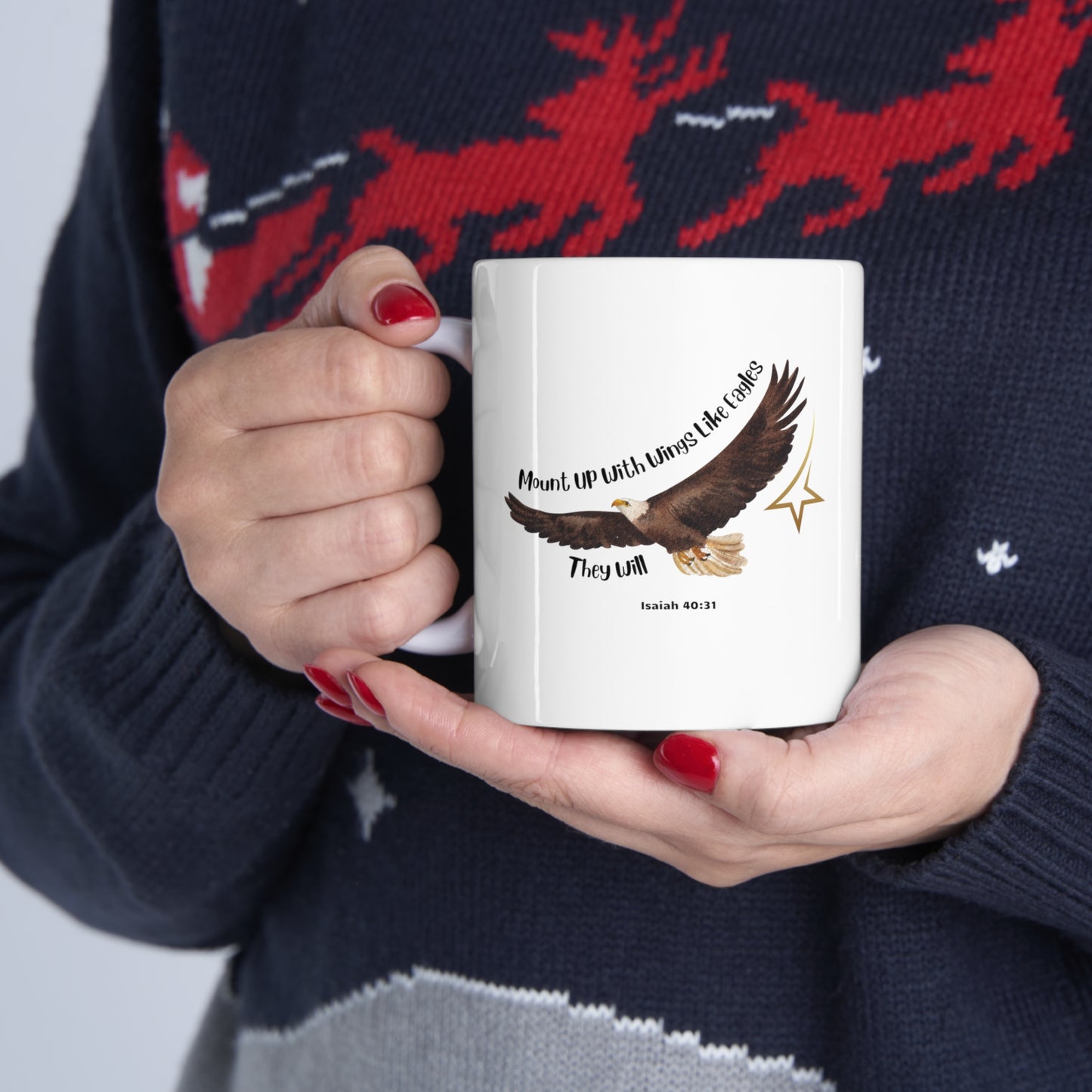 Ceramic Coffee or Tea Mug, Mount Up With Wings Like Eagle Mug