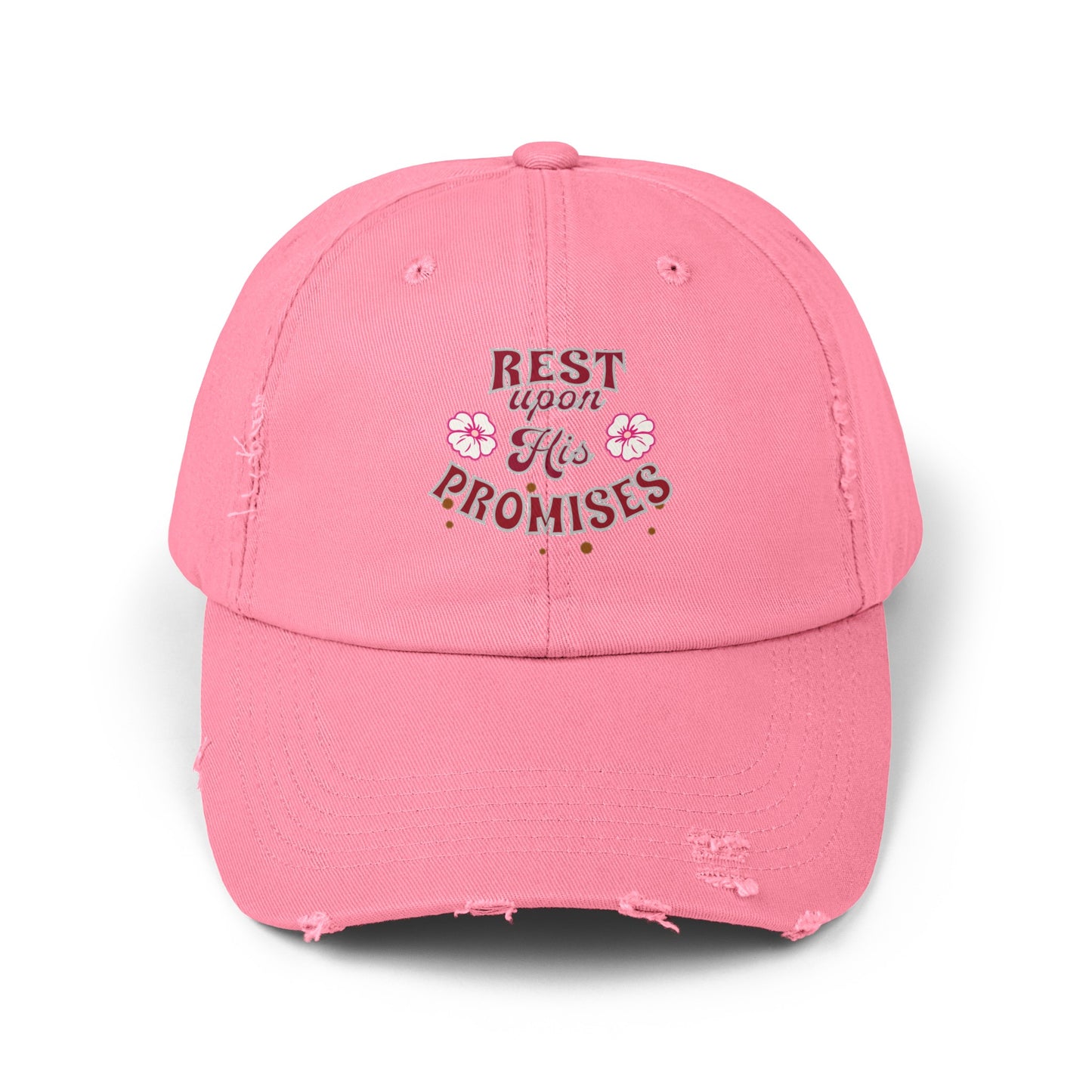 Unisex Distressed Cap, Rest Upon His Promises Cap