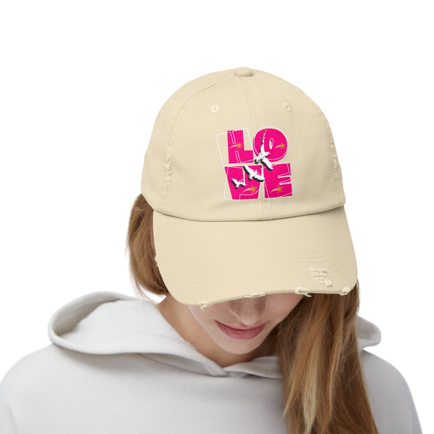 Unisex Distressed Cap, Love Hope Cap