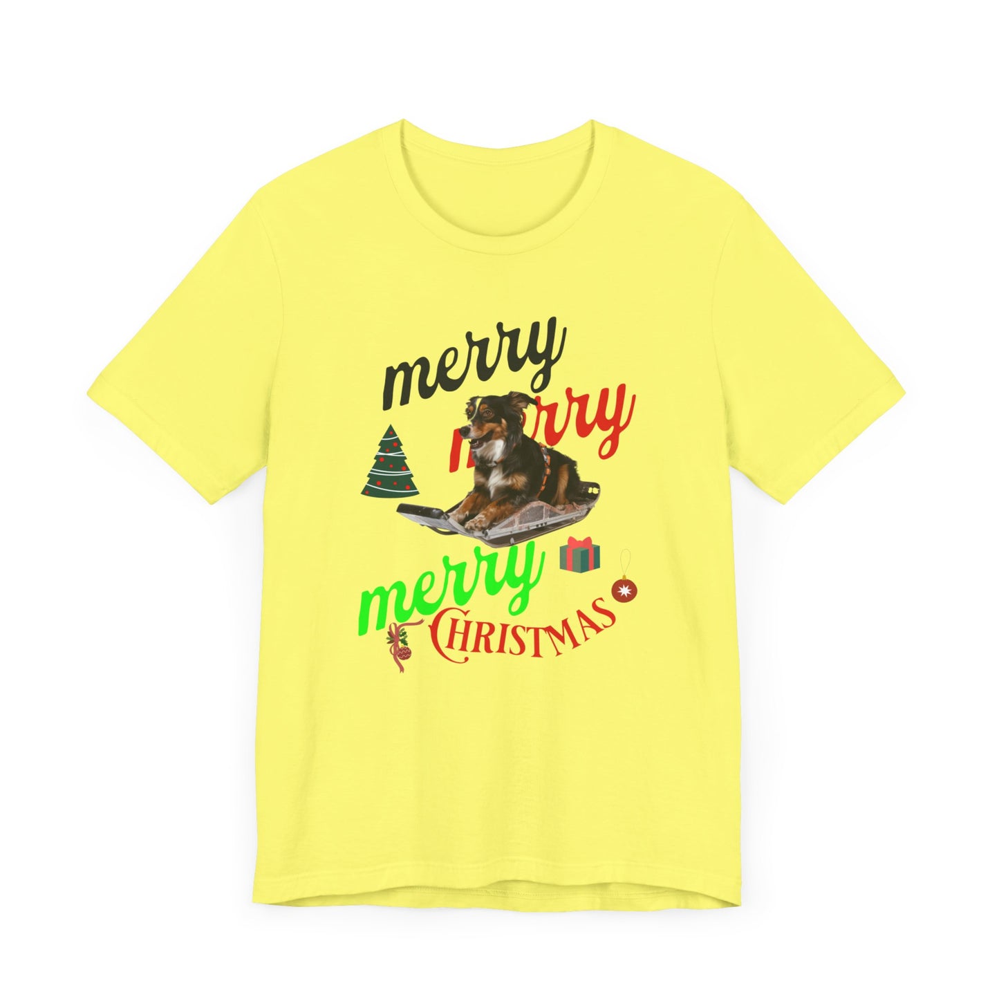 Unisex Jersey Short Sleeve T-Shirt, Merry Christmas Dog Sledge T-Shirt
