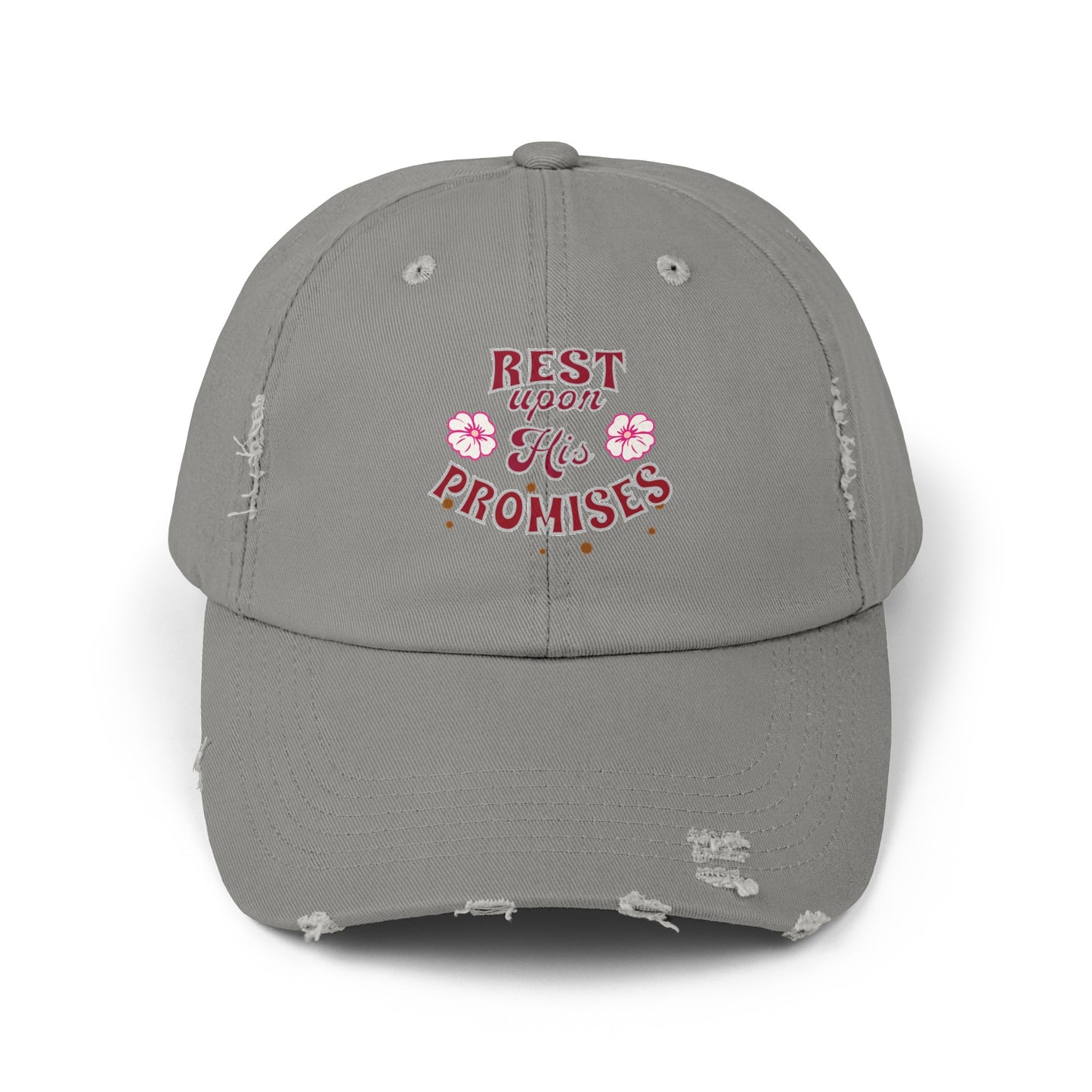 Unisex Distressed Cap, Rest Upon His Promises Cap
