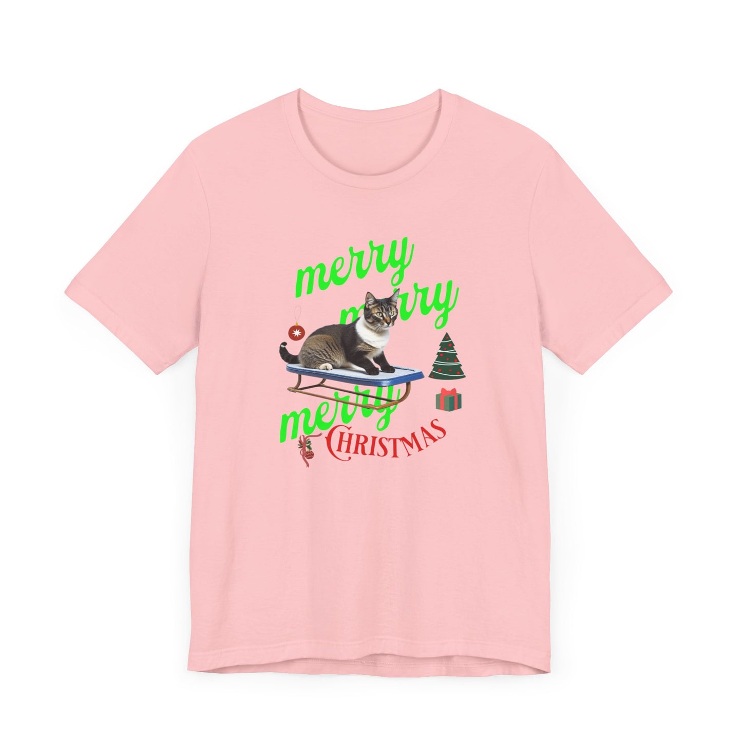 Unisex Jersey Short Sleeve T-Shirt, Merry Christmas Cat T-Shirt