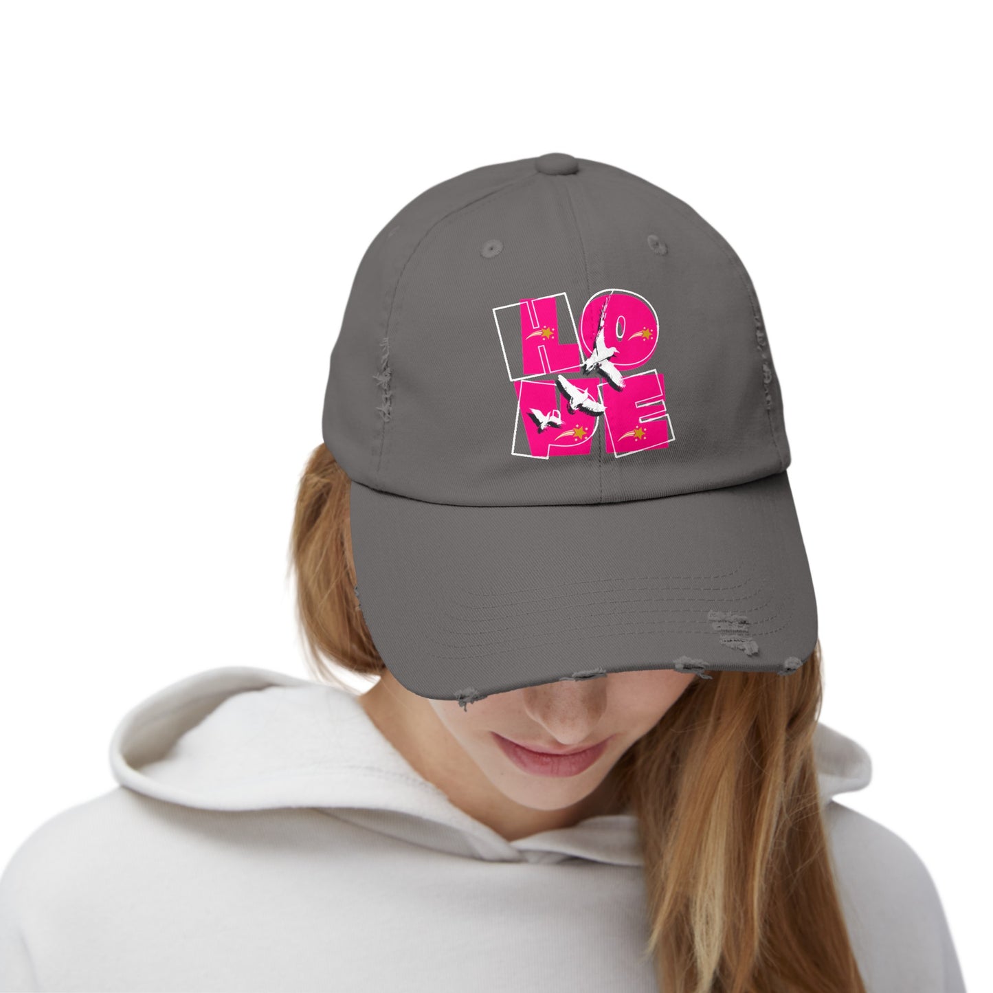 Unisex Distressed Cap, Love Hope Cap