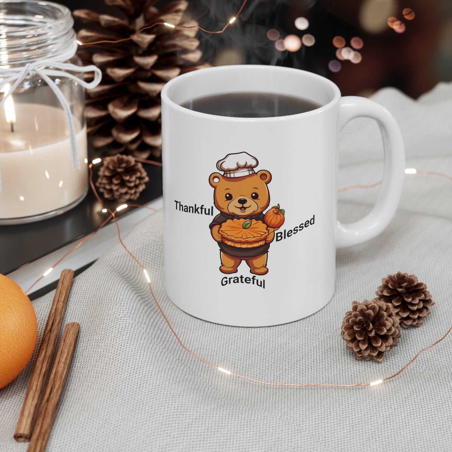 Ceramic Coffee or Tea Mug, Thankful, Grateful, Blessed Mug