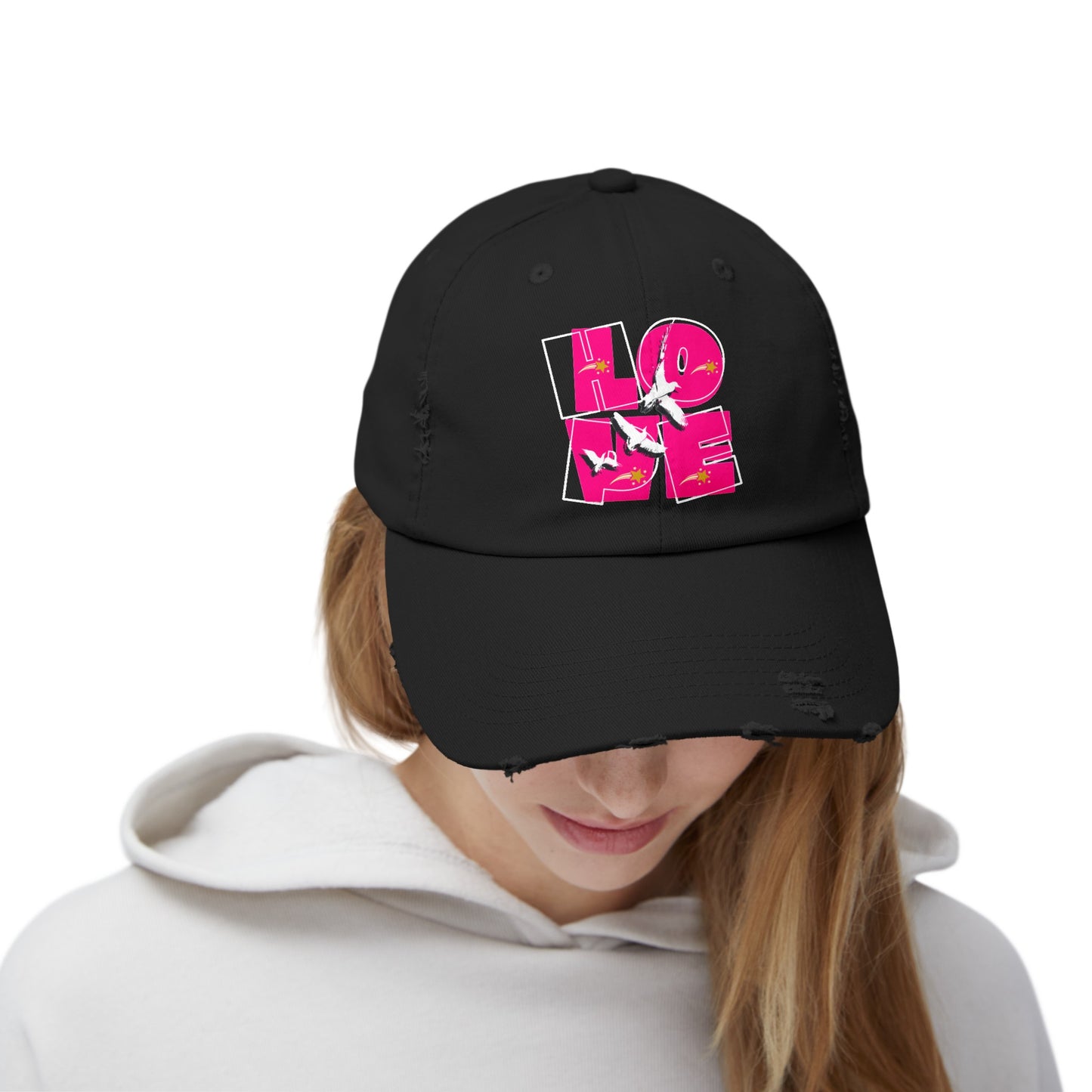 Unisex Distressed Cap, Love Hope Cap