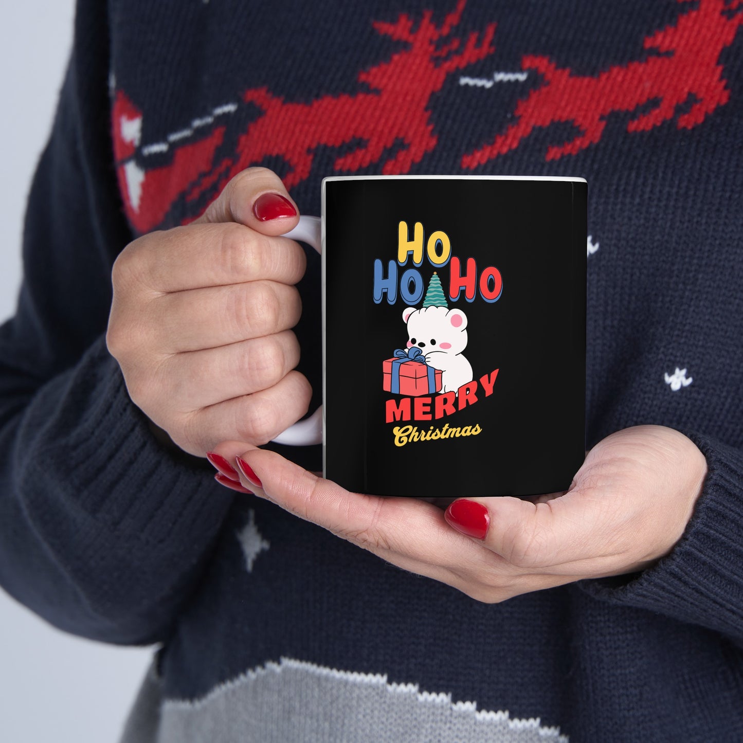 Ceramic Coffee or Tea Mug, Ho Ho Ho Merry Christmas Mug