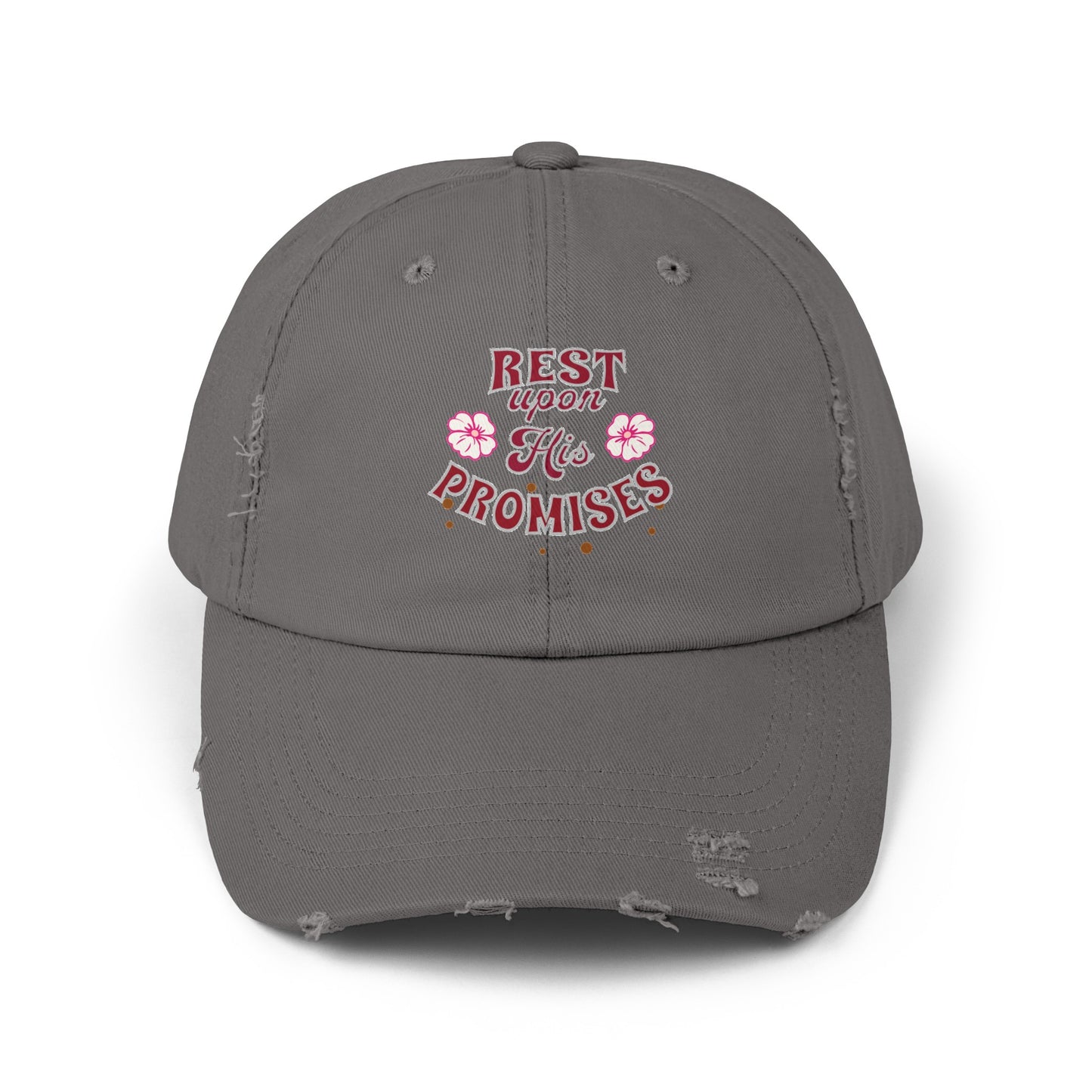Unisex Distressed Cap, Rest Upon His Promises Cap