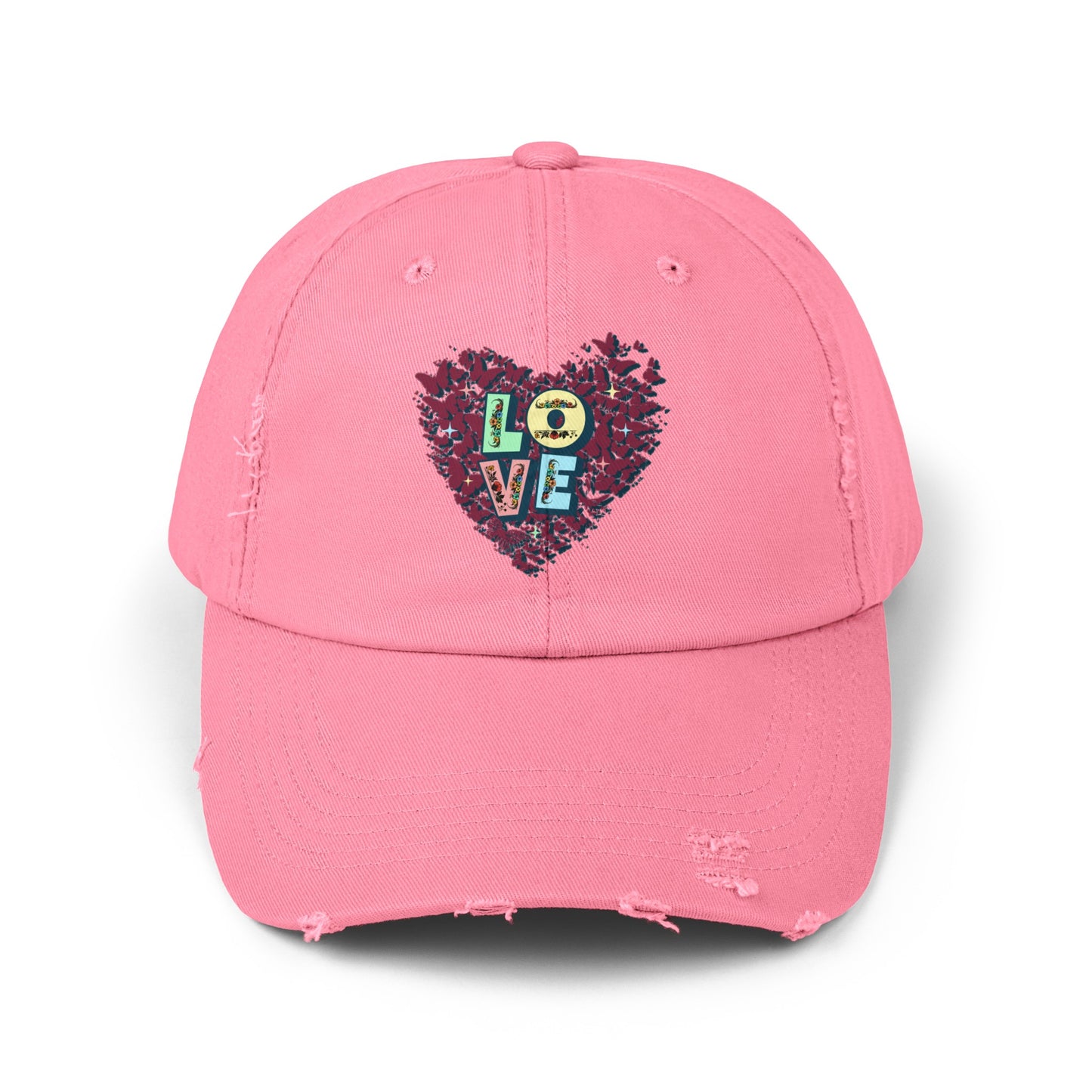 Unisex Distressed Cap, LOVE Heart Cap