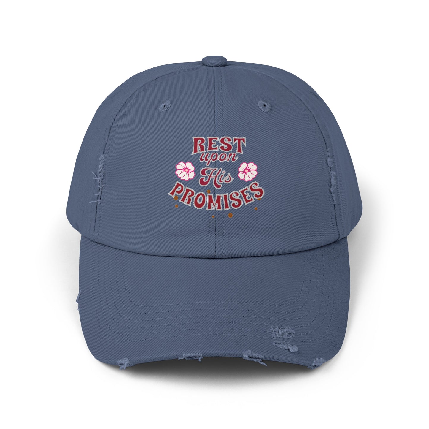 Unisex Distressed Cap, Rest Upon His Promises Cap