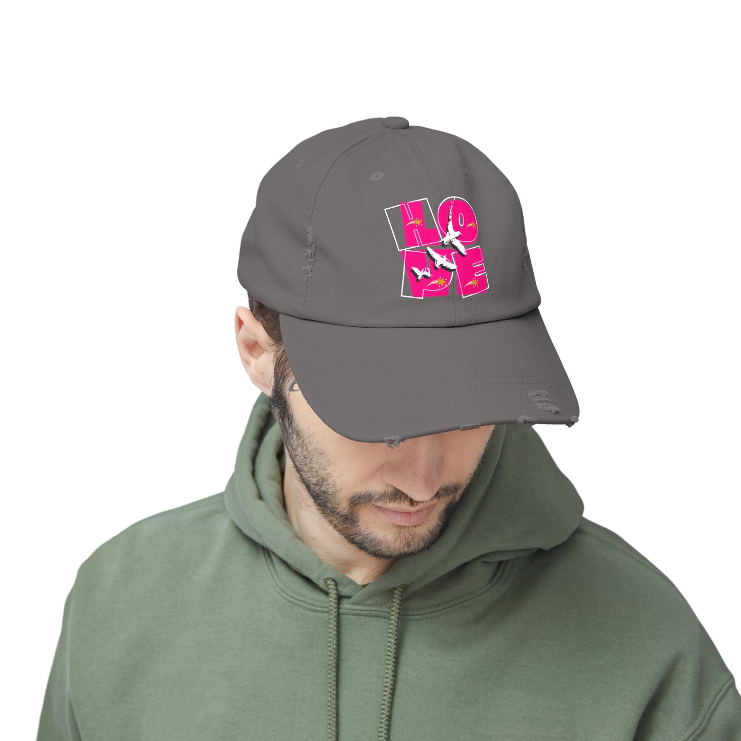 Unisex Distressed Cap, Love Hope Cap