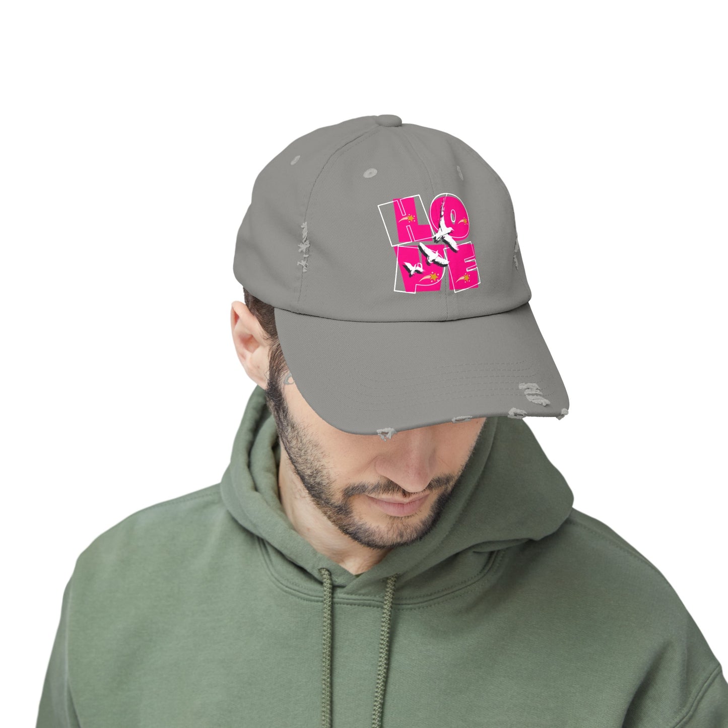 Unisex Distressed Cap, Love Hope Cap