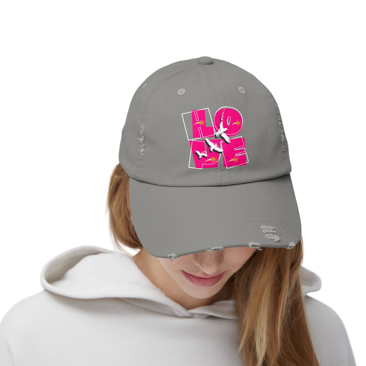Unisex Distressed Cap, Love Hope Cap