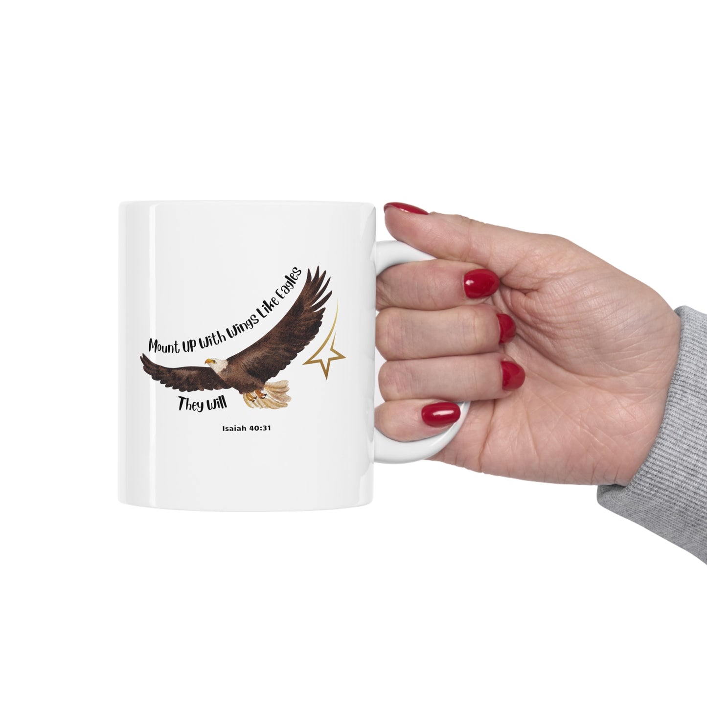 Ceramic Coffee or Tea Mug, Mount Up With Wings Like Eagle Mug