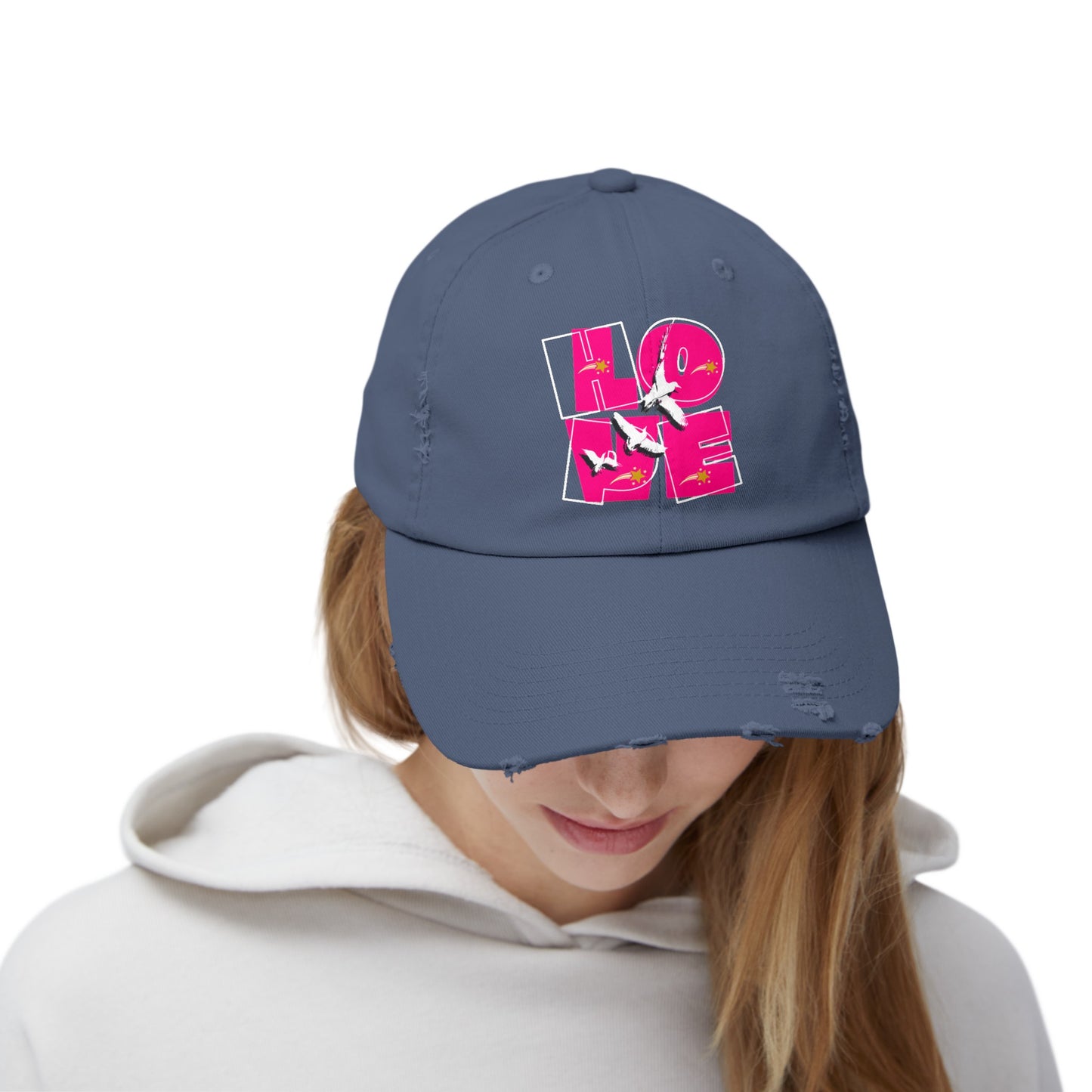 Unisex Distressed Cap, Love Hope Cap