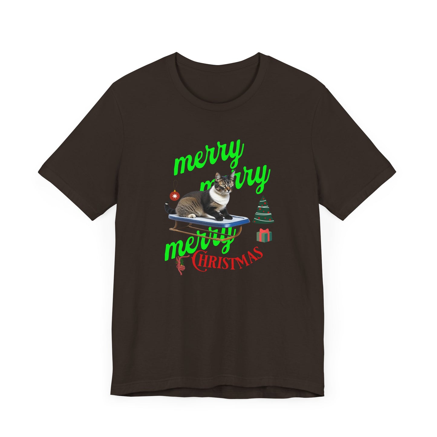 Unisex Jersey Short Sleeve T-Shirt, Merry Christmas Cat T-Shirt