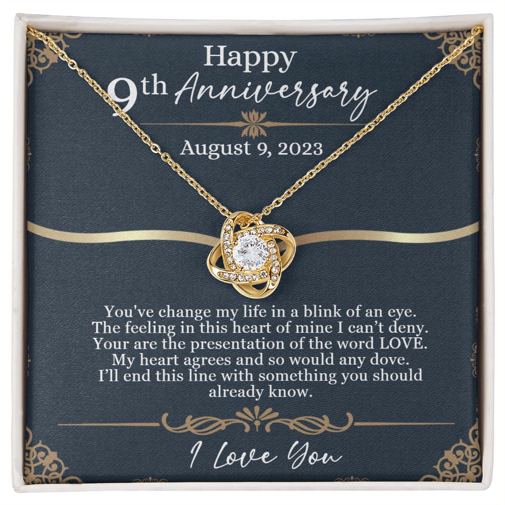 Love Knot Anniversary Necklace (Yellow & White Gold Variants)