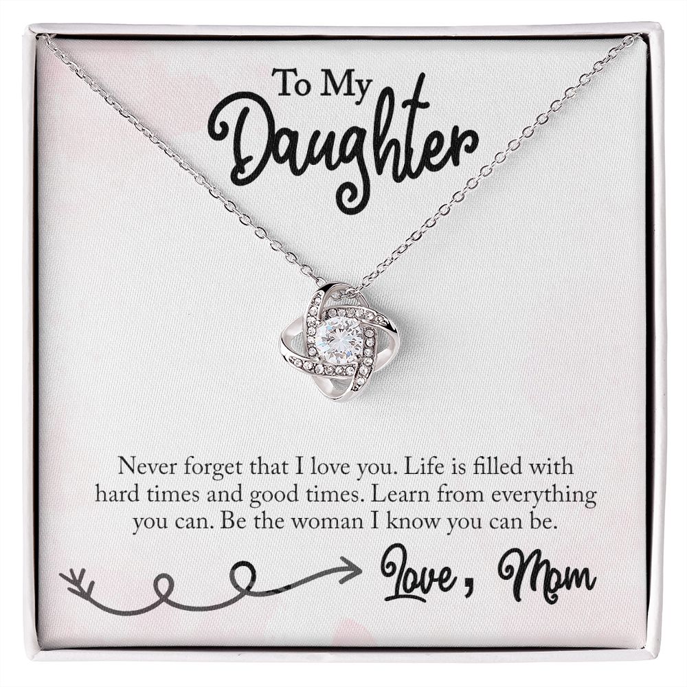 Love Knot Birth Day Necklace To My Daughter (Yellow & White Gold Variants)