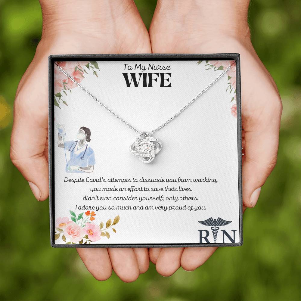 Love Knot Pendant Necklace for a "Nurse" Wife