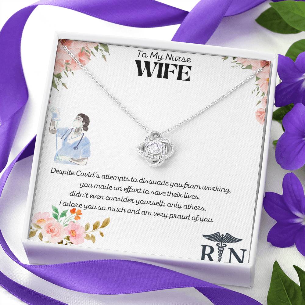 Love Knot Pendant Necklace for a "Nurse" Wife