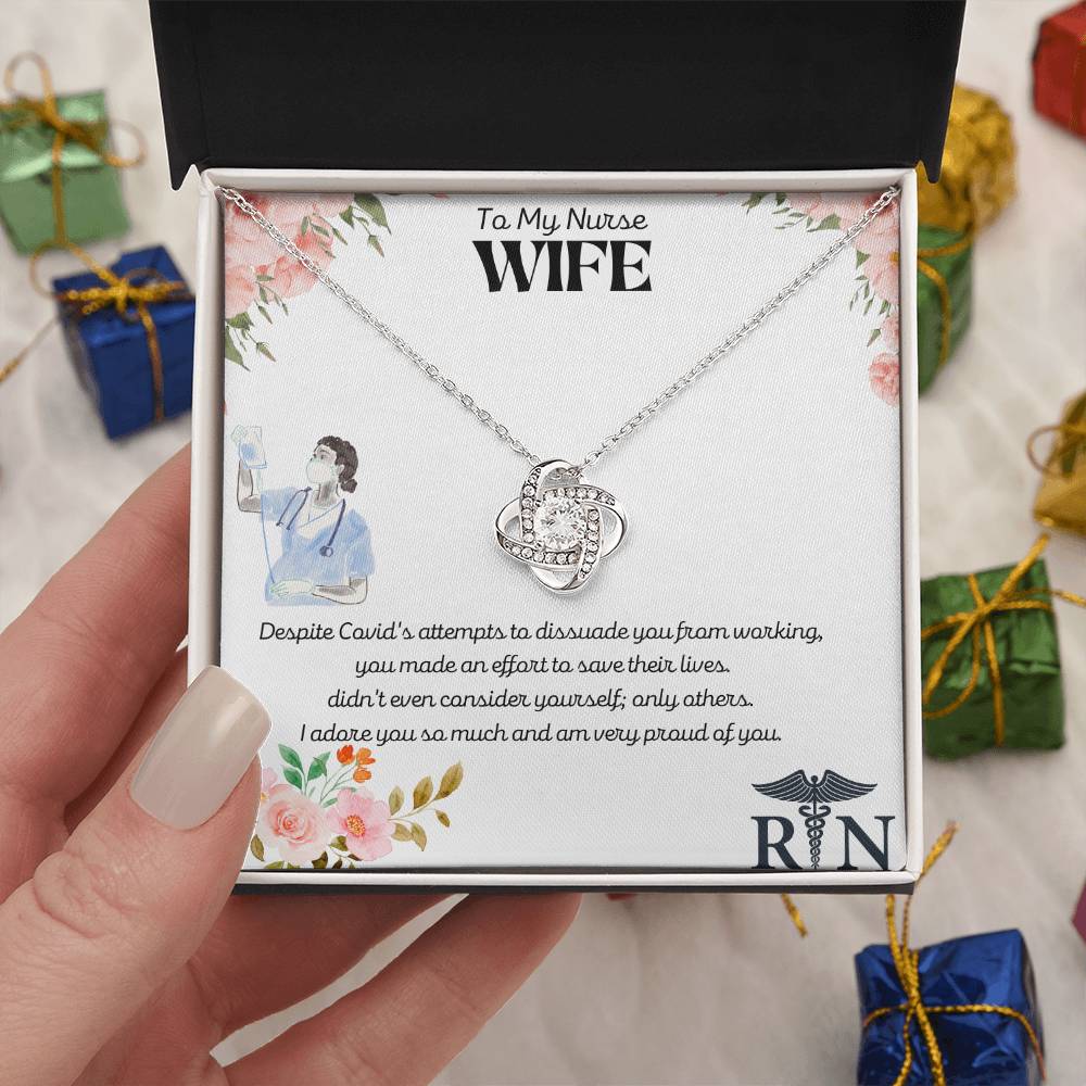 Love Knot Pendant Necklace for a "Nurse" Wife