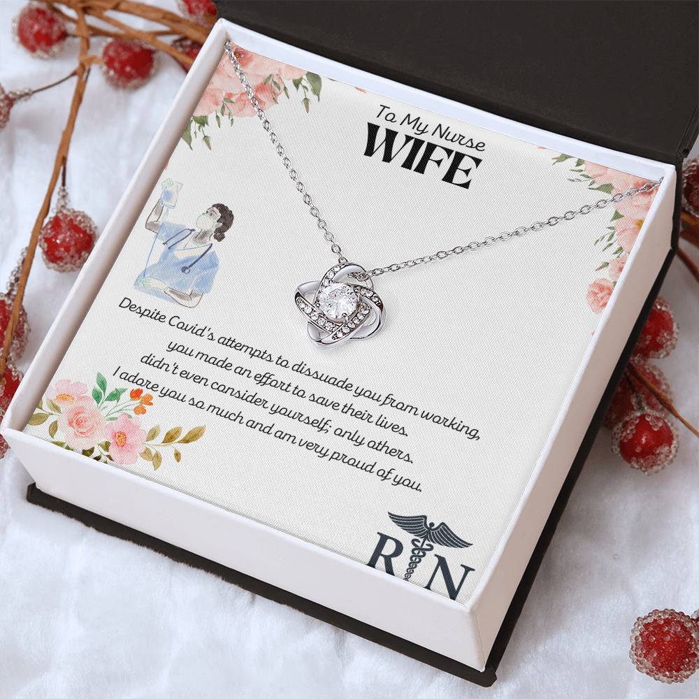 Love Knot Pendant Necklace for a "Nurse" Wife