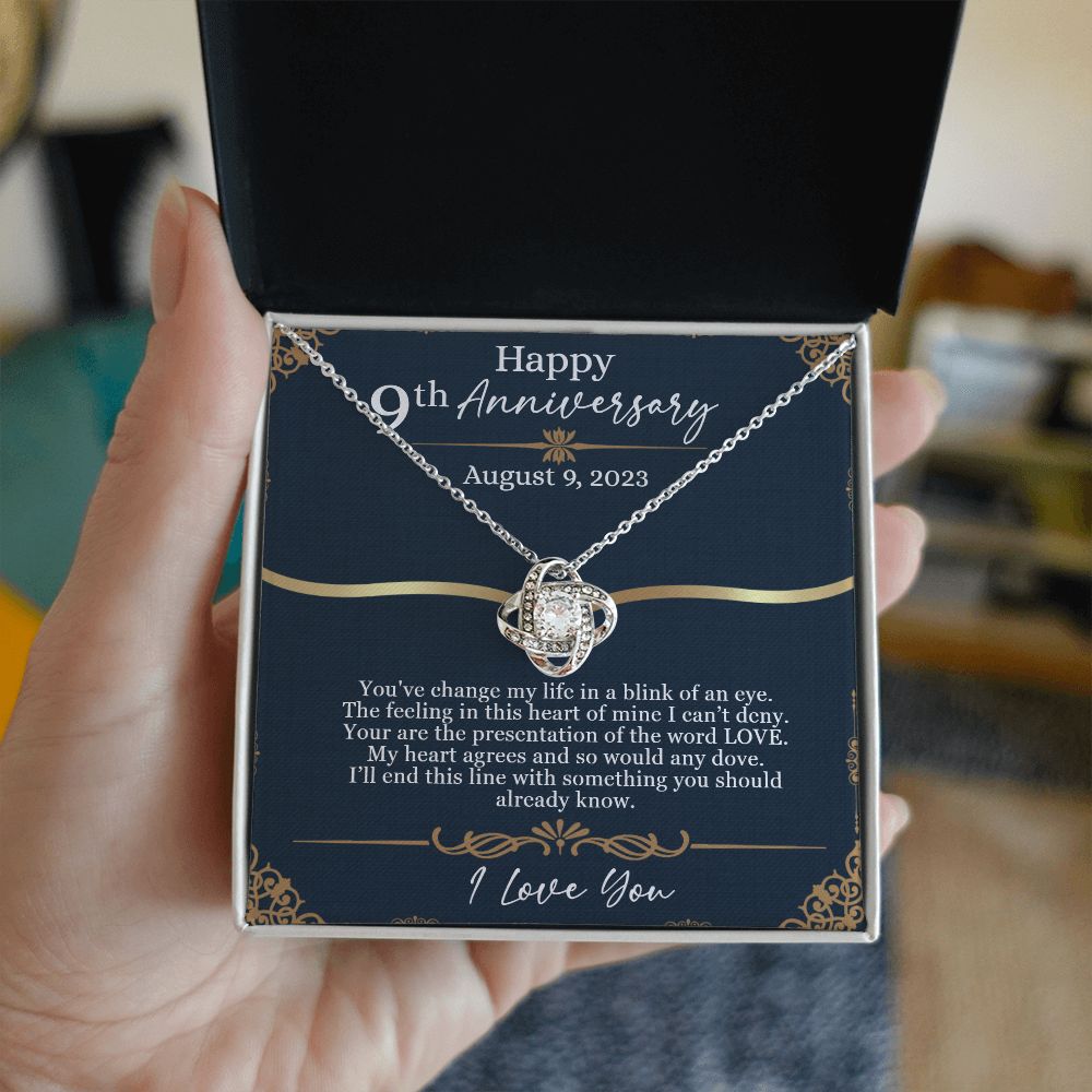 Love Knot Anniversary Necklace (Yellow & White Gold Variants)