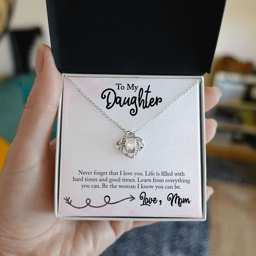 Love Knot Birth Day Necklace To My Daughter (Yellow & White Gold Variants)