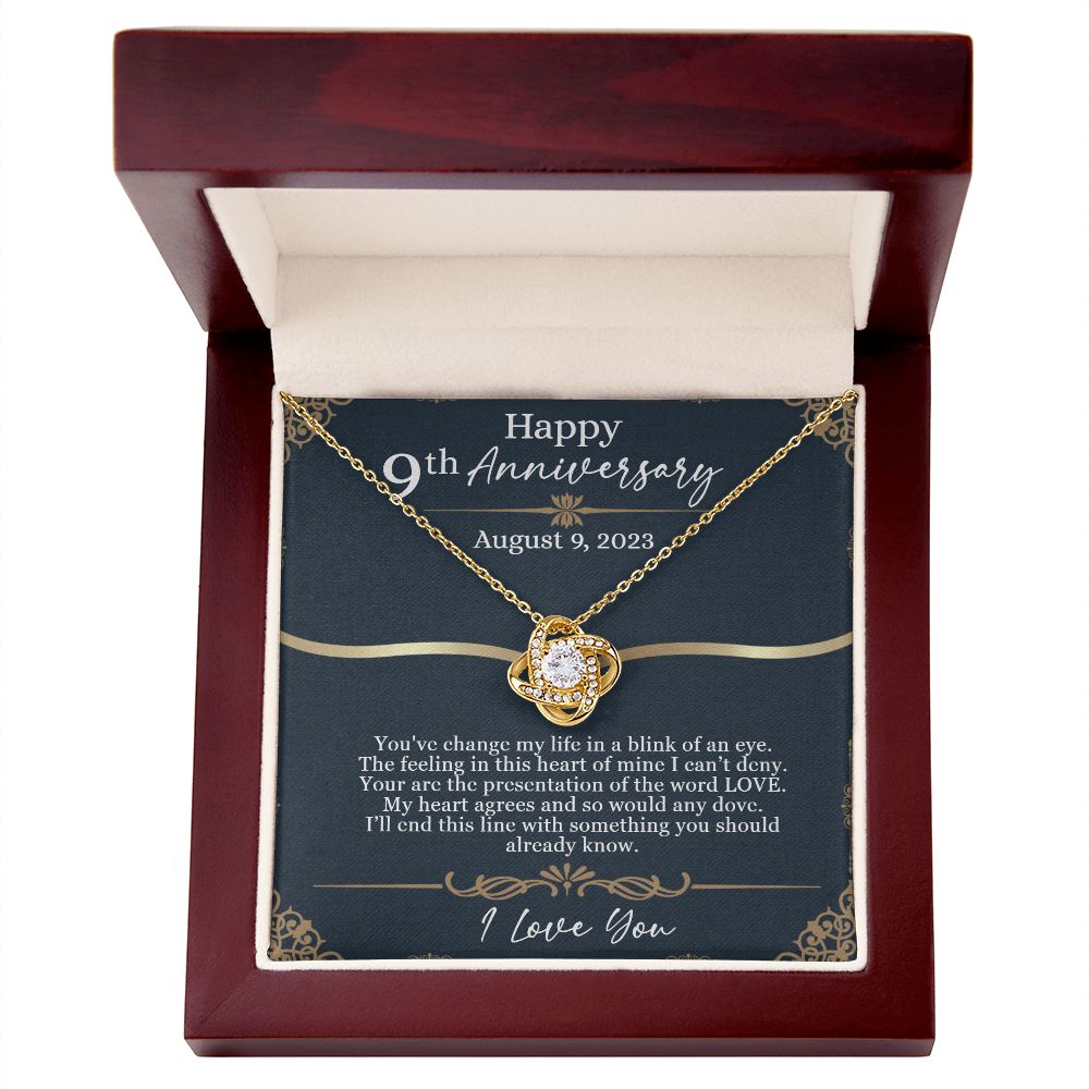 Love Knot Anniversary Necklace (Yellow & White Gold Variants)