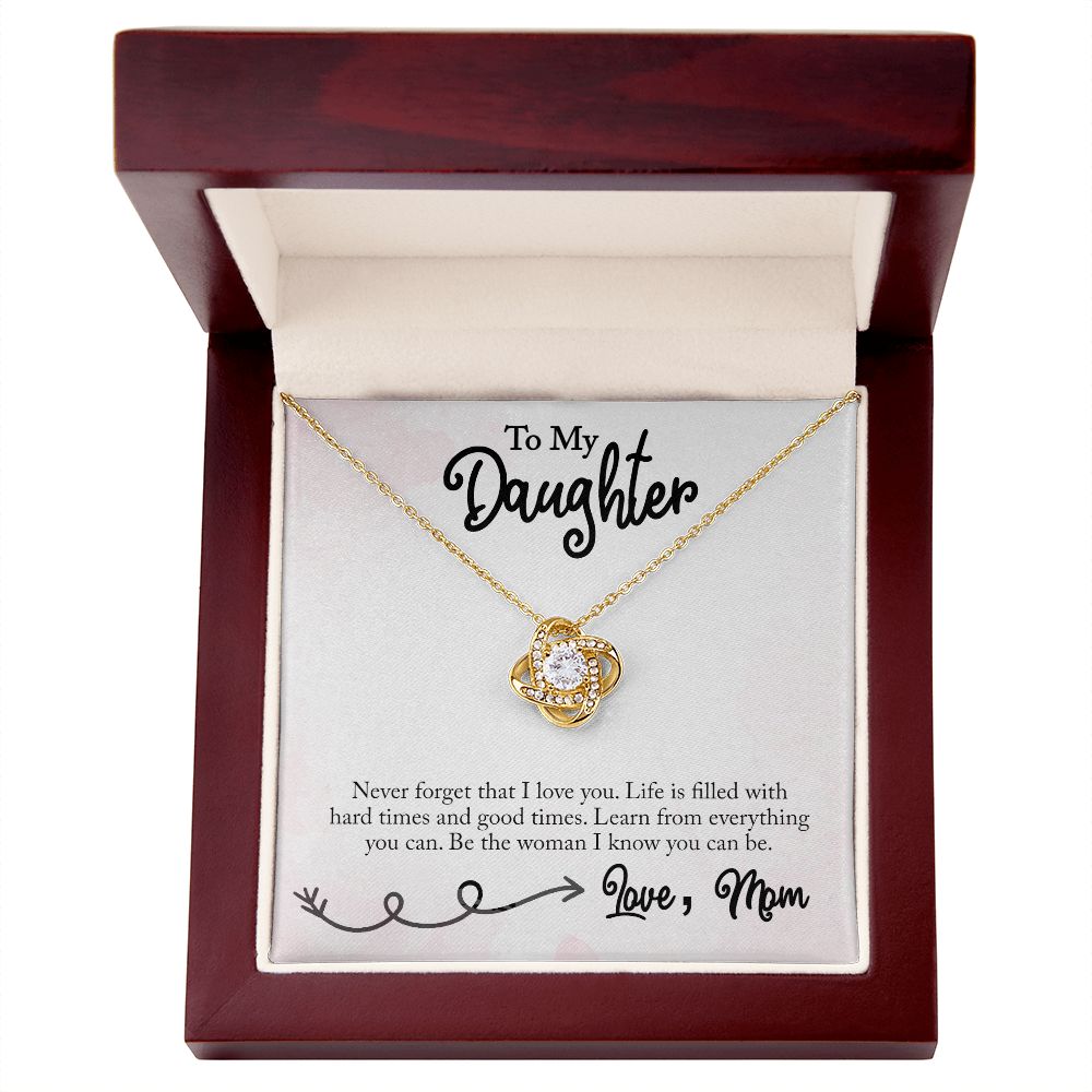 Love Knot Birth Day Necklace To My Daughter (Yellow & White Gold Variants)
