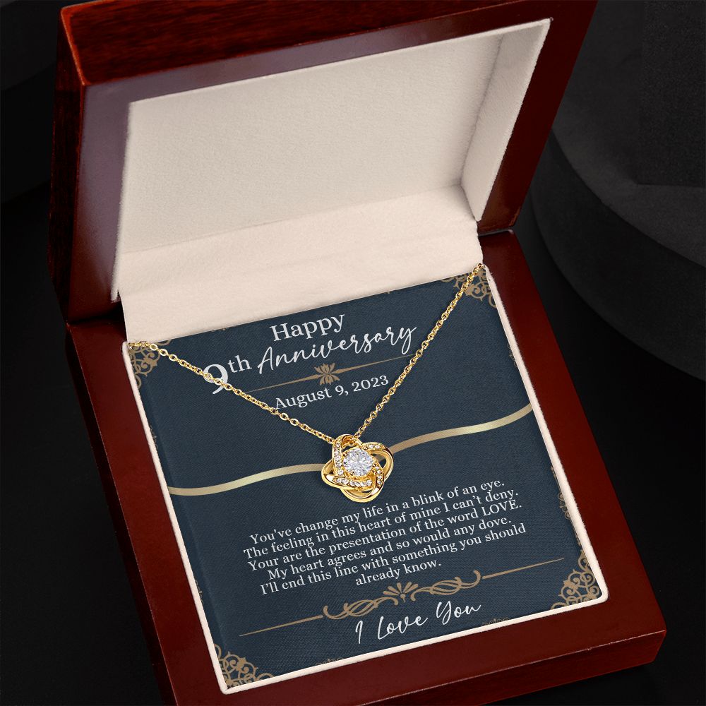 Love Knot Anniversary Necklace (Yellow & White Gold Variants)
