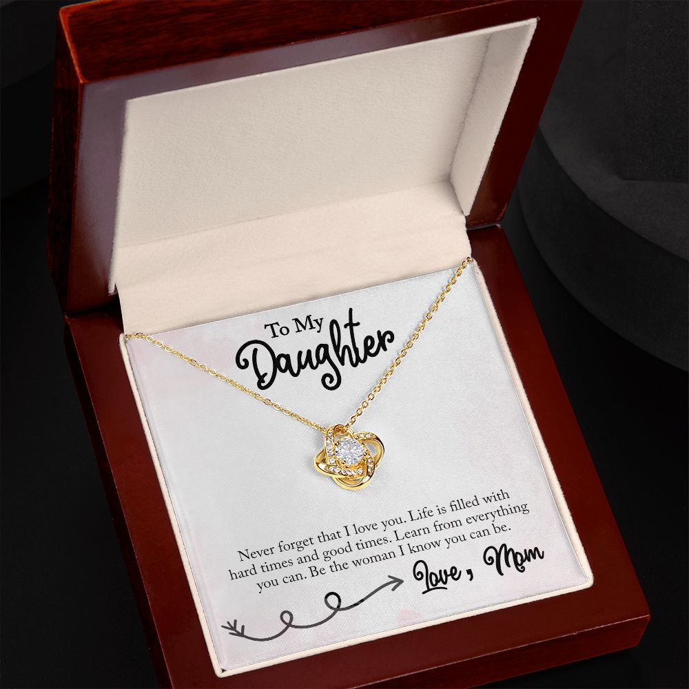 Love Knot Birth Day Necklace To My Daughter (Yellow & White Gold Variants)