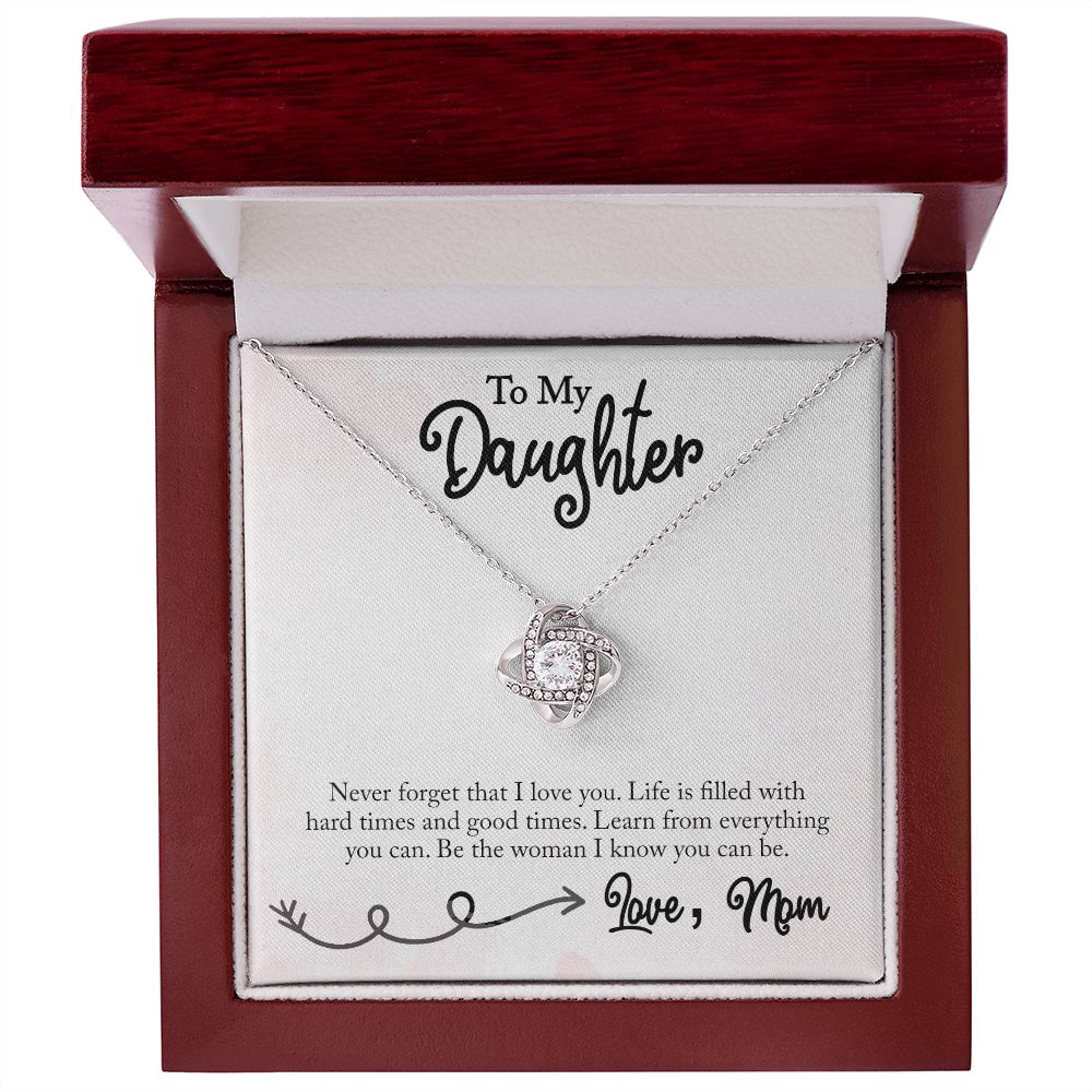 Love Knot Birth Day Necklace To My Daughter (Yellow & White Gold Variants)