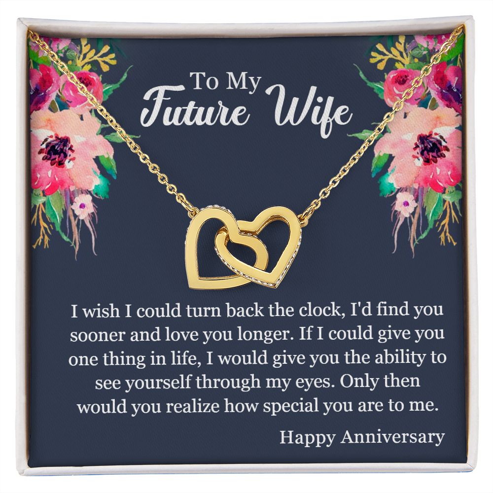 Interlocking Hearts Anniversary Necklace (Yellow & White Gold Variants)