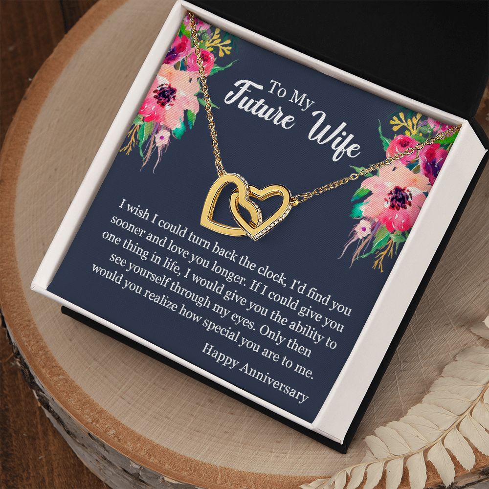 Interlocking Hearts Anniversary Necklace (Yellow & White Gold Variants)
