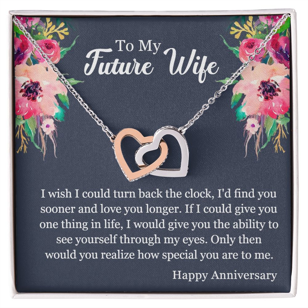 Interlocking Hearts Anniversary Necklace (Yellow & White Gold Variants)