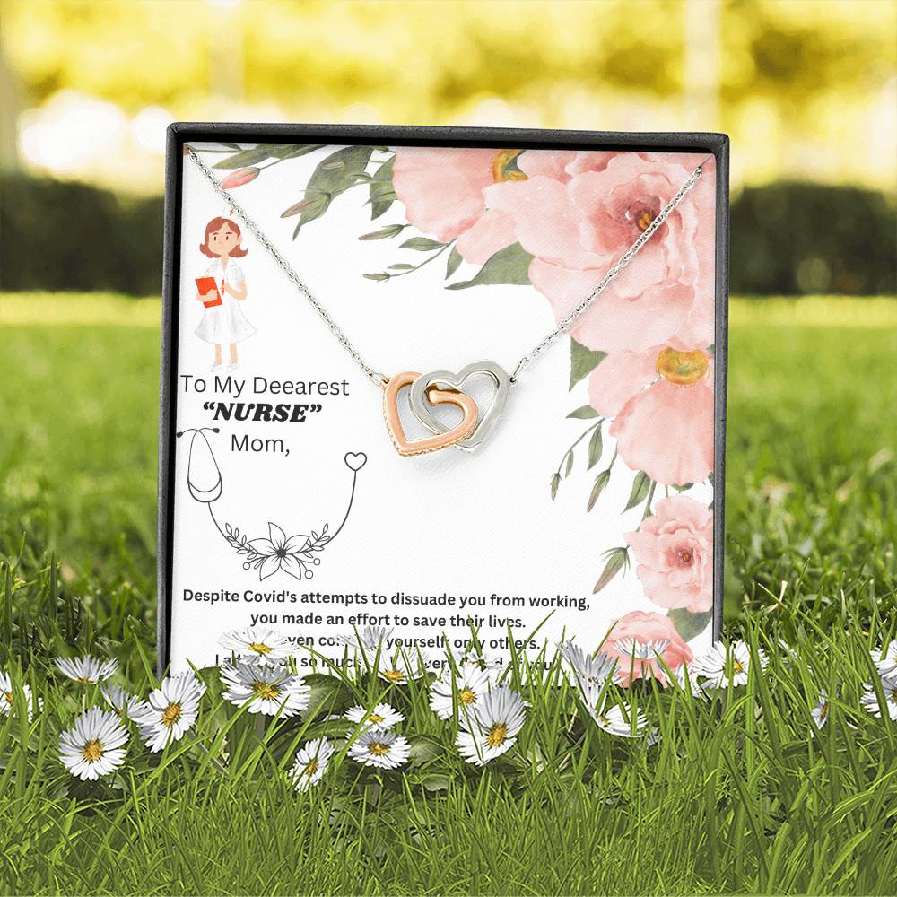 Interlocking Hearts Pendant Necklace for a "Nurse" Mother
