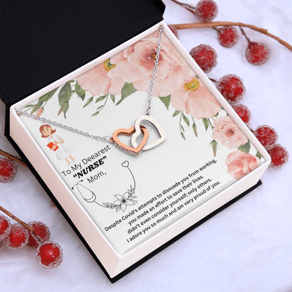 Interlocking Hearts Pendant Necklace for a "Nurse" Mother