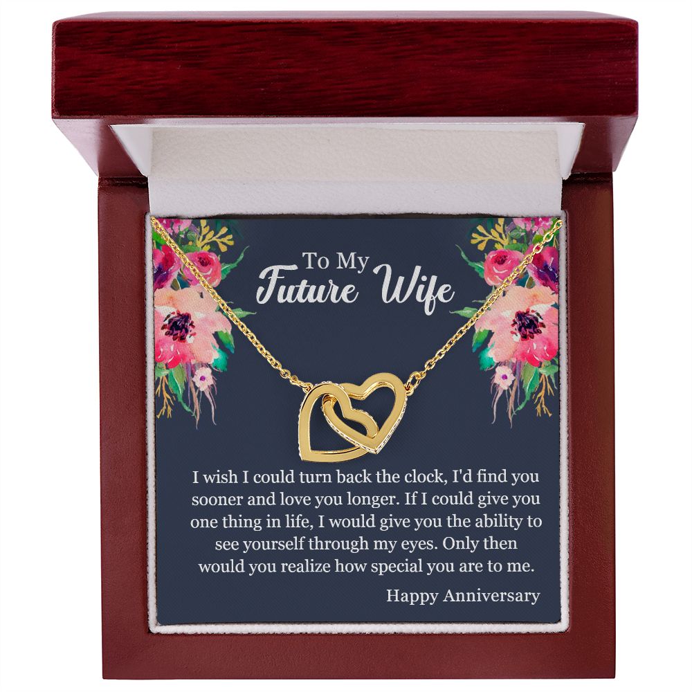 Interlocking Hearts Anniversary Necklace (Yellow & White Gold Variants)