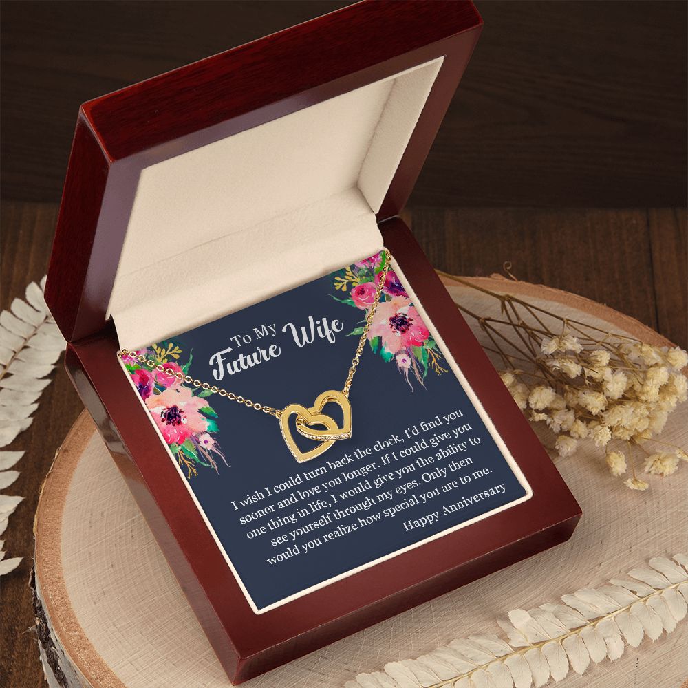 Interlocking Hearts Anniversary Necklace (Yellow & White Gold Variants)