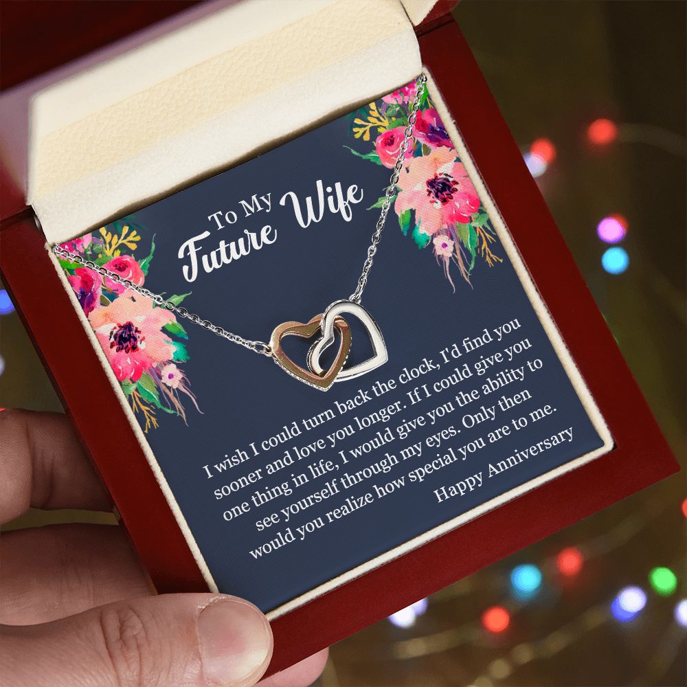 Interlocking Hearts Anniversary Necklace (Yellow & White Gold Variants)