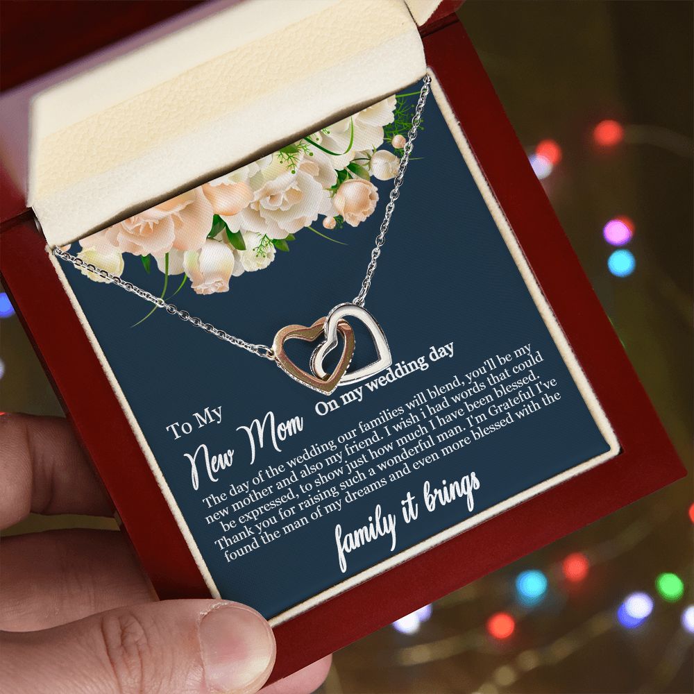 Interlocking Hearts Necklace For My New Mom (Yellow & White Gold Variants)