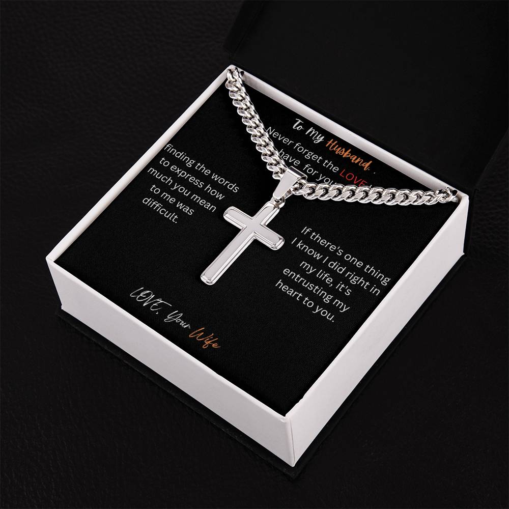 Cuban Chain Artisan Cross Necklace For My Husband-FB