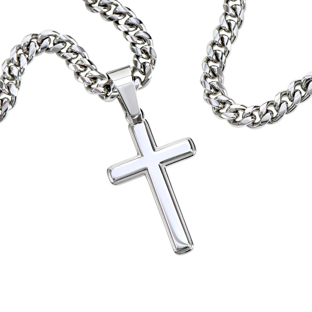Cuban Chain Artisan Cross Necklace For My Husband-FB