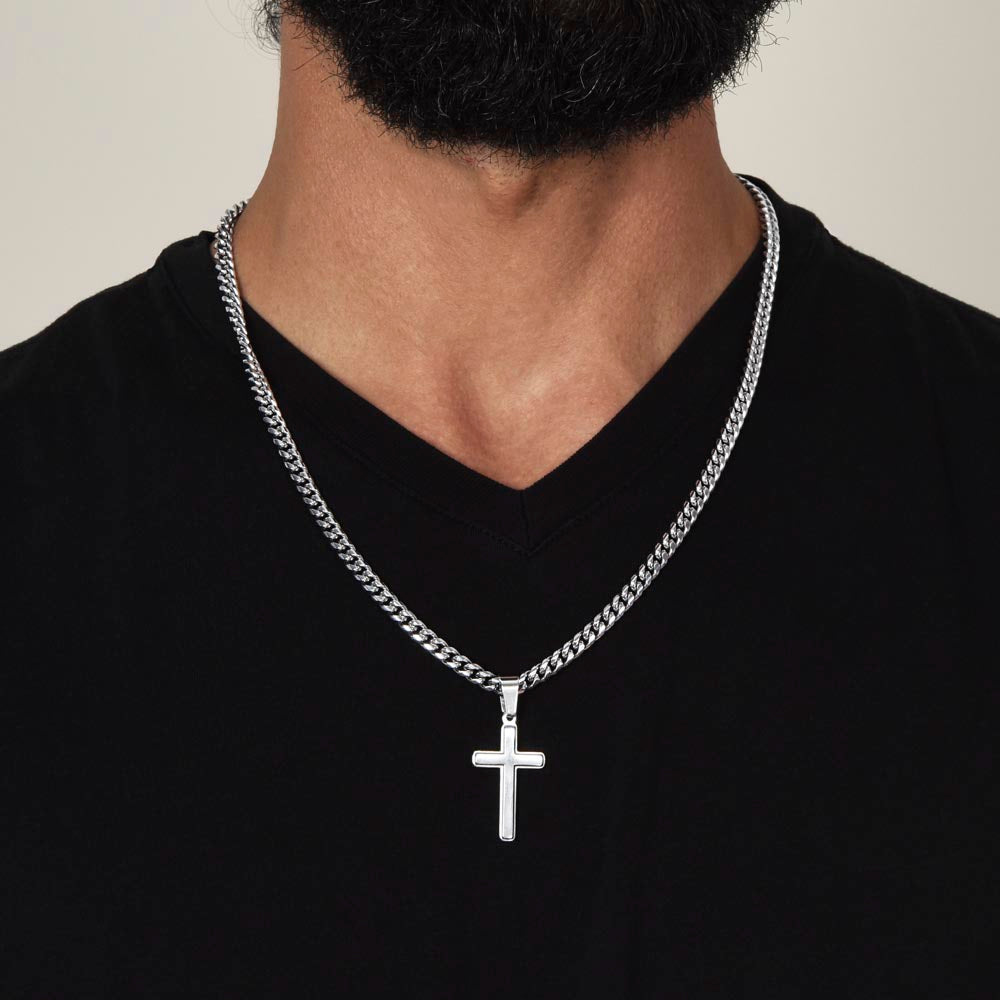 Cuban Chain Artisan Cross Necklace For My Husband-FB