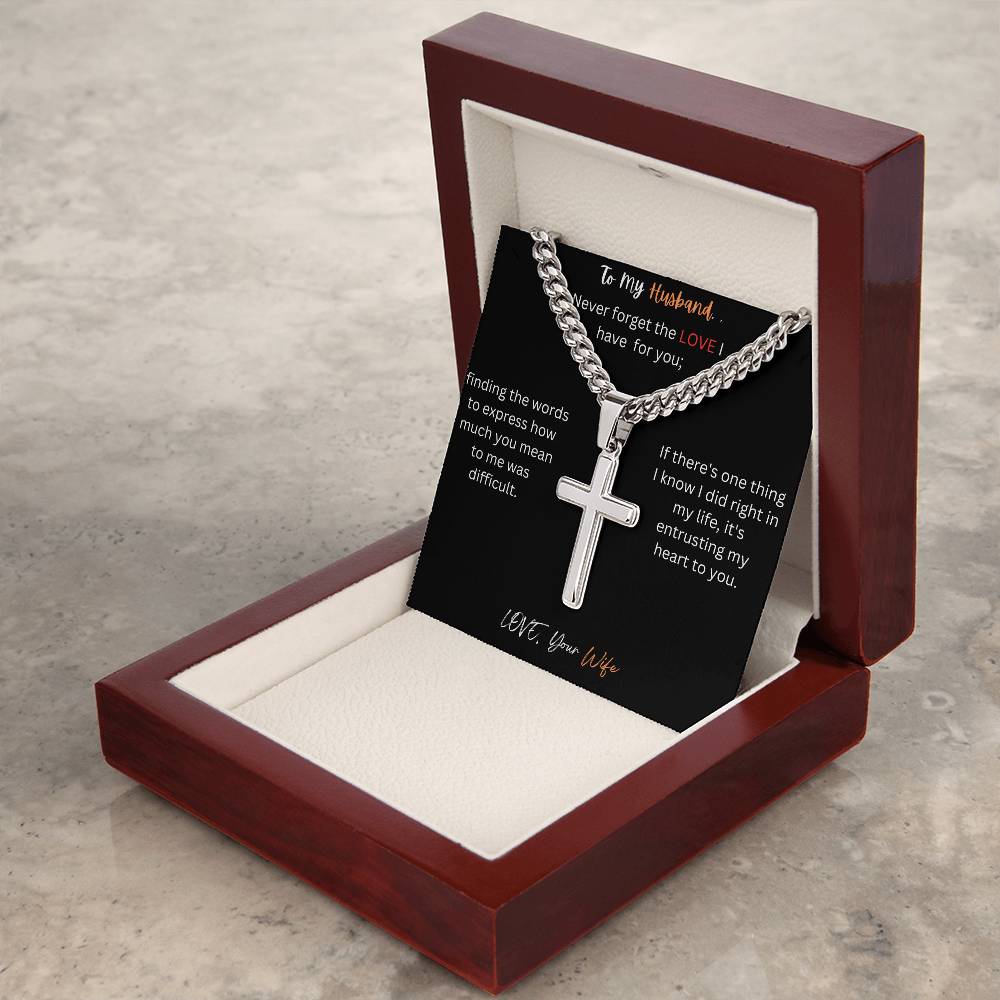 Cuban Chain Artisan Cross Necklace For My Husband-FB