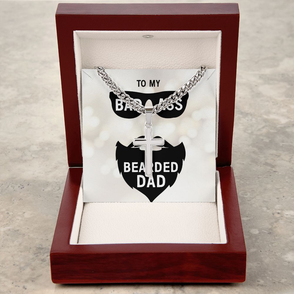Artisan Cross To My Dad Necklace on Cuban Chain w/ MC